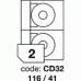 Etichete autoadezive  CD 2/A4 , 100 coli/top, 116 x 41mm RAYFILM